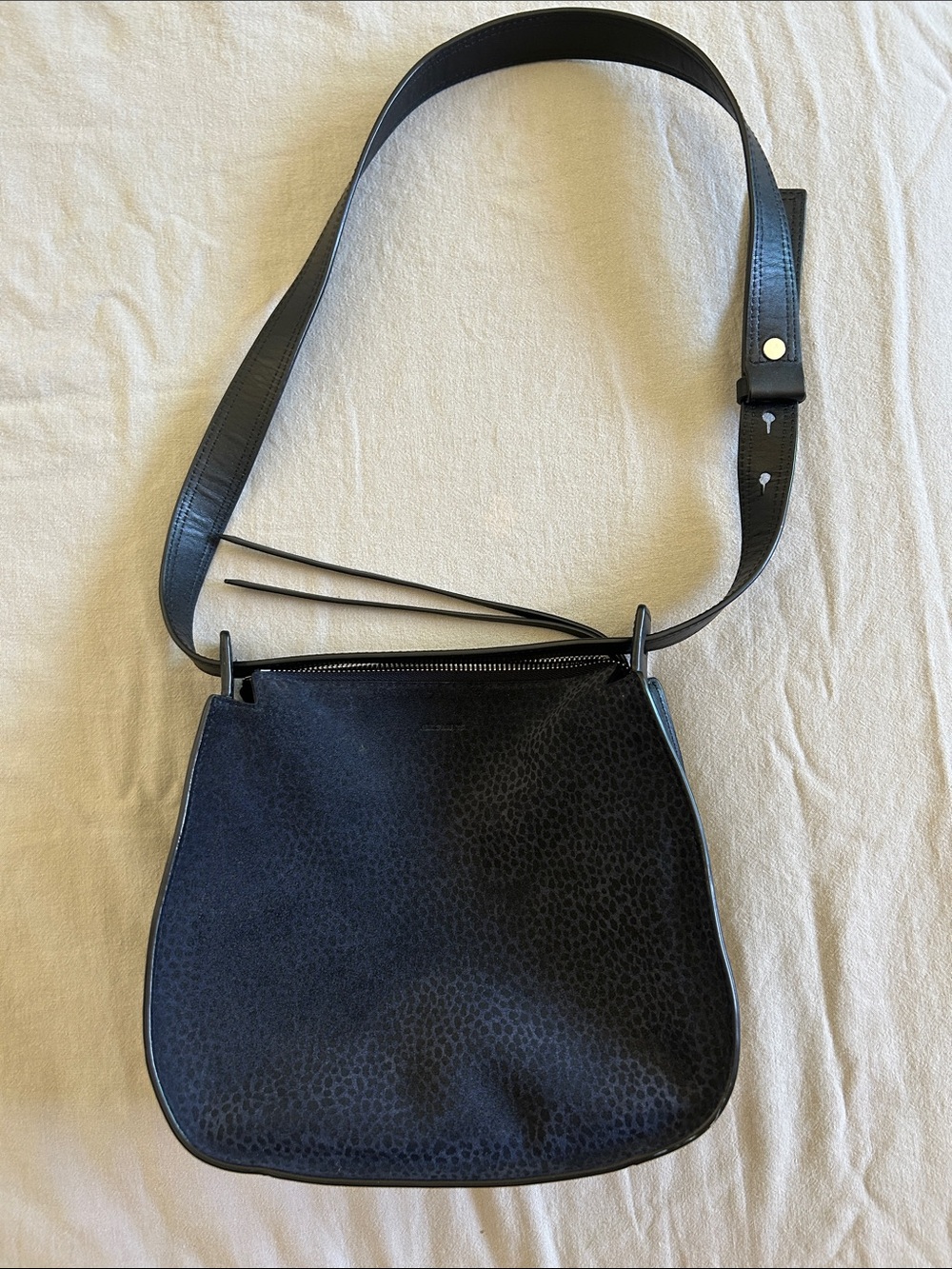 AllSaints Black Pebbled Leather Shoulder Bag